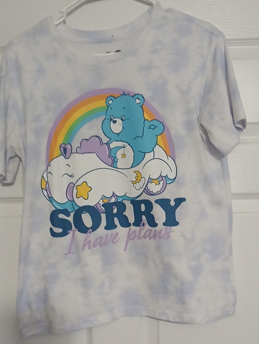 Kids "Sorry I Have Plans" Care Bear Graphic Tee - Light Tie-Dye